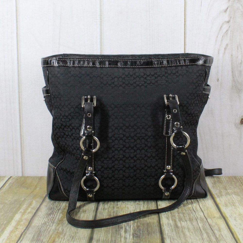COACH Black Leather Trim Shoulder Handbag - Picture 3 of 12